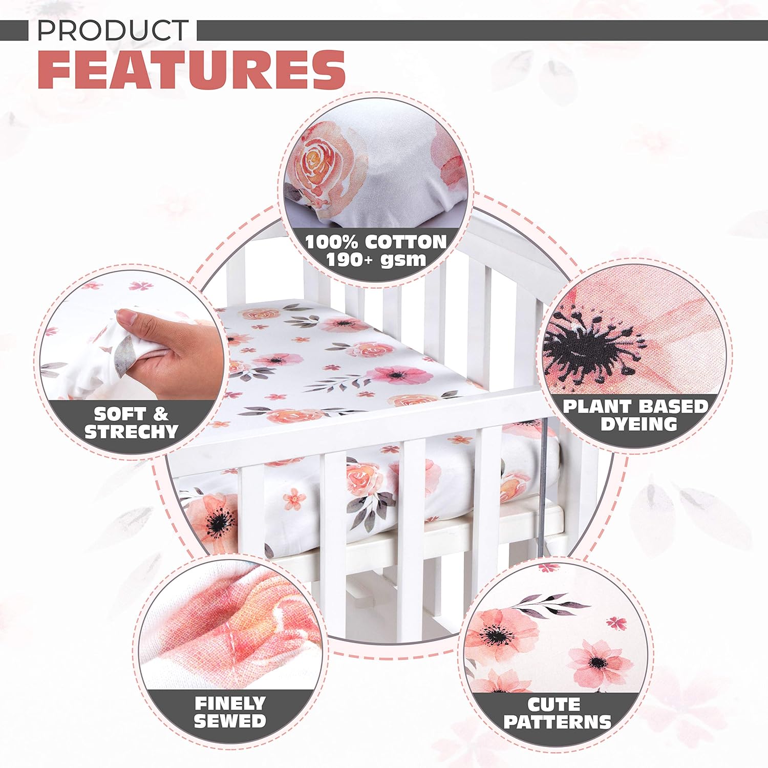 Tyke Bliss Pink Changing Pad Cover for Girls – Stretchy Floral Changing Pad Covers Made with 100% Combed Cotton Jersey Knit, Super Soft, Diaper Changing Pad Cover for Baby Change Table Pads - Image 9